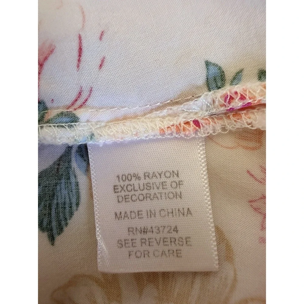 Linda Anderson Women XXL Floral Boho Peasant Blouse White Rayon Embroidered Top - Picture 15 of 16